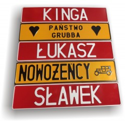 Tablica tłoczona o wymiarze polskiej rejestracji - z wytłoczonym napisem